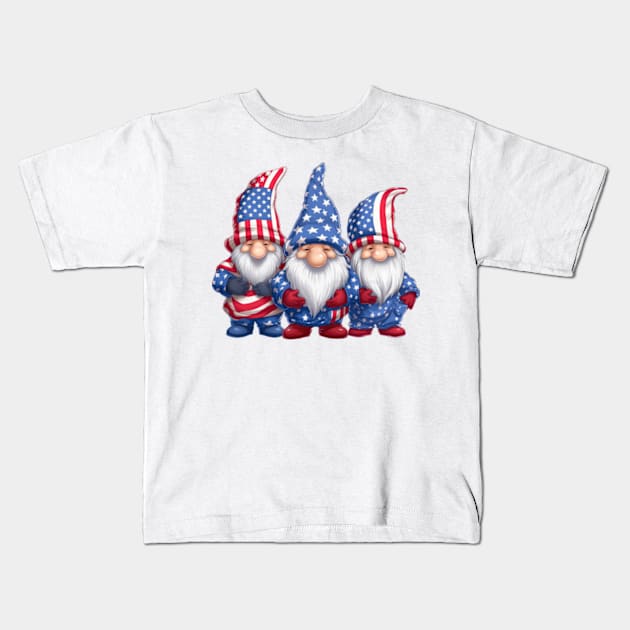 4th of July Gnomes #3 Kids T-Shirt by Chromatic Fusion Studio